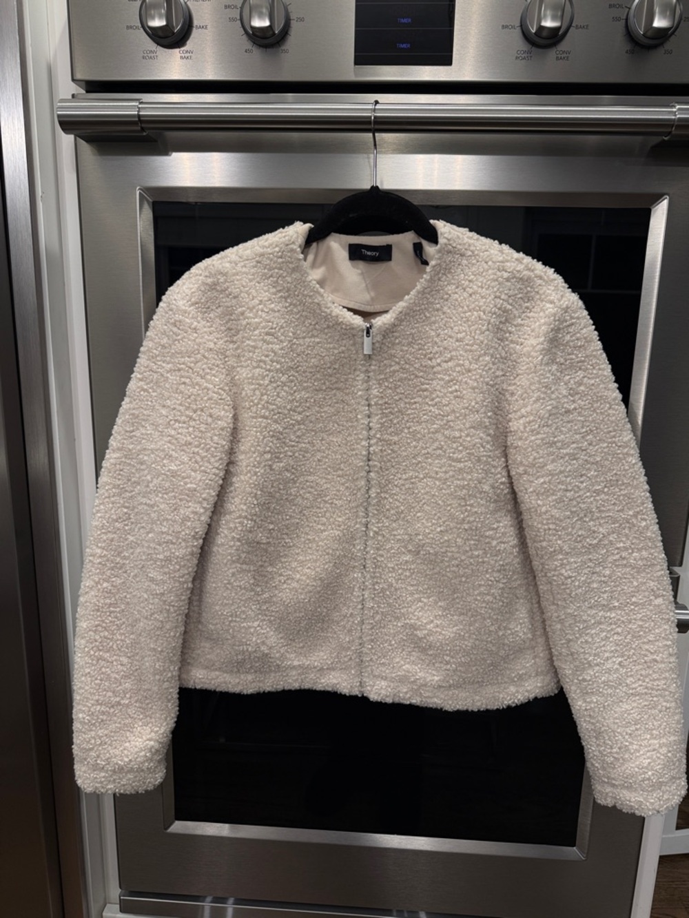 Theory Cream Teddy Zip-Front Jacket